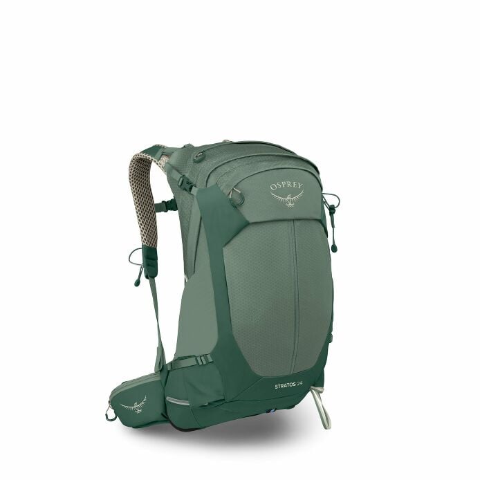 Osprey Stratos 24 hiking backpack in Pine Leaf Green, front three-quarter view
