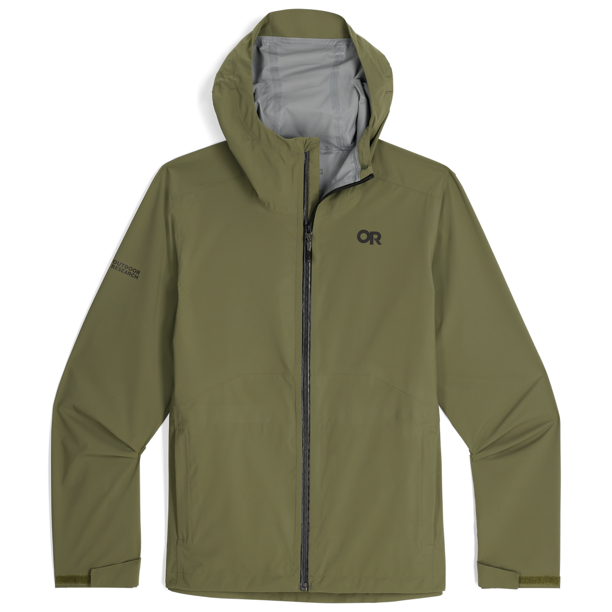 Outdoor Research men's Stratoburst Stretch Rain Jacket in Ranger Green