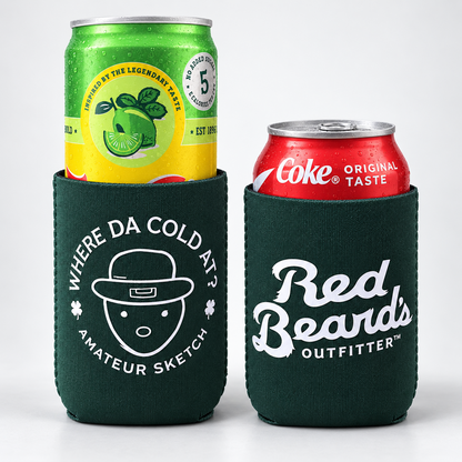 Amateur Sketch can hugger shown on standard and tall beverage cans