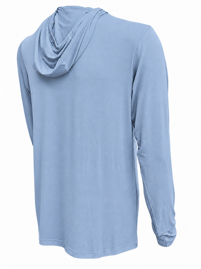 RBO Stealth Hoodie in Coastal Blue, product-only back view