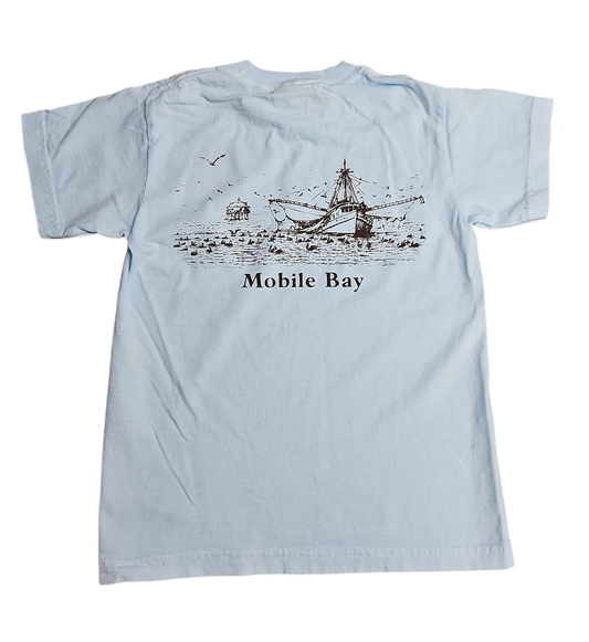 Youth Mobile Bay Shrimp Boat T-Shirt – Coastal Alabama Kids Tee