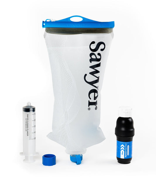 Sawyer SP303 Squeeze filter kit with CNOC Premium 2 liter bladder, cleaning plunger and coupling