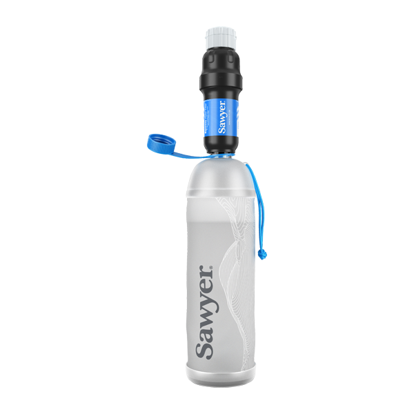 Sawyer Squeeze filtration kit with CNOC Premium 1 liter bottle and cleaning accessories