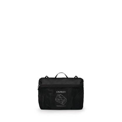 Black Osprey Transporter Duffel 30 stored compactly in a mesh carrying case with Osprey logo.