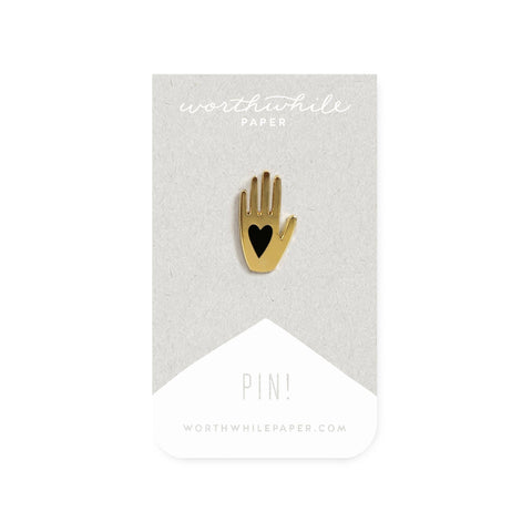 Worthwhile Paper - Hand + Heart Enamel Pin