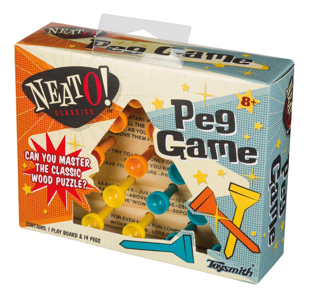 Toysmith Neato! Classic Wooden Peg Game, Travel Size