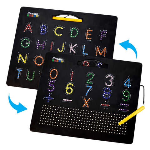 PicassoTiles - Alphabet and Number Magnetic Double-Sided Drawing Board