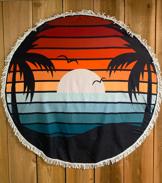 Palm Trees Round Beach Towel