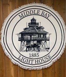 Middle Bay Lighthouse Round Beach Towel