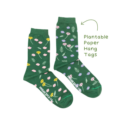 Friday Sock Co. - Floral Socks Wildflower with Plantable Seed Paper CREW