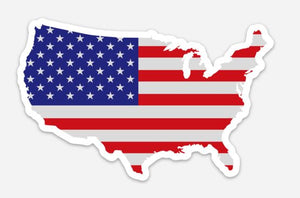 USA Flag Map Sticker
